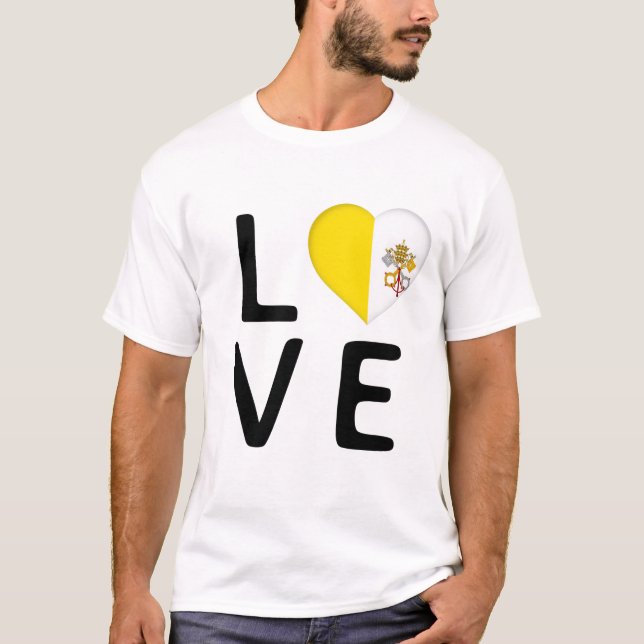 Camiseta Amor - Bandeira da Cidade do Vaticano (Frente)