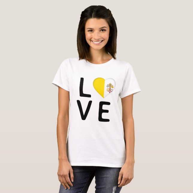 Camiseta Amor - Bandeira da Cidade do Vaticano (Frente Completa)