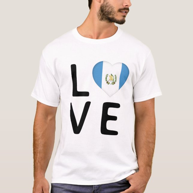 Camiseta Amor - Bandeira da Guatemala (Frente)