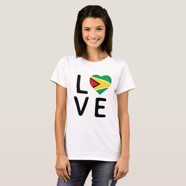 Camiseta Amor - Bandeira da Guiana (Frente Completa)