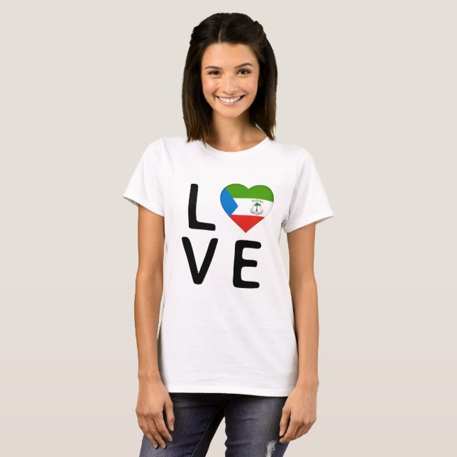 Camiseta Amor - Bandeira da Guiné Equatorial (Frente Completa)