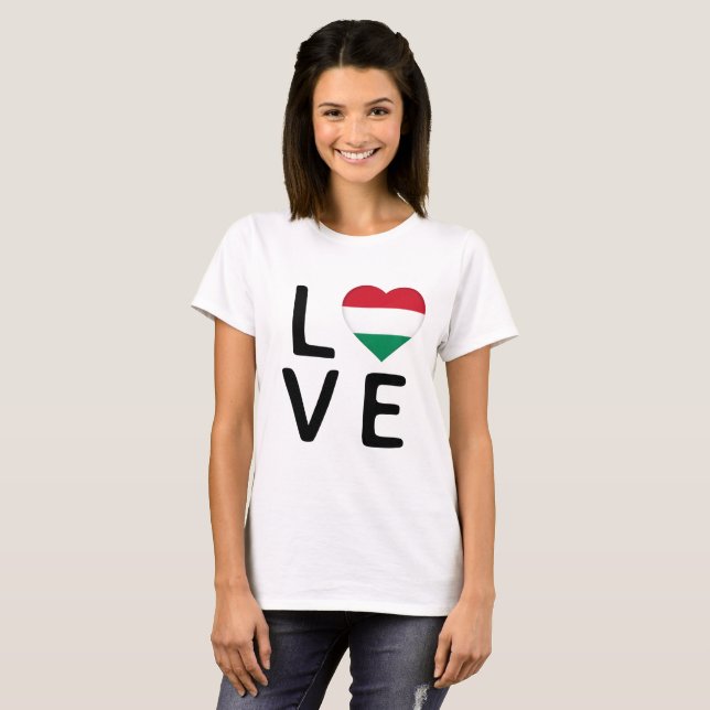 Camiseta Amor - Bandeira da Hungria (Frente Completa)
