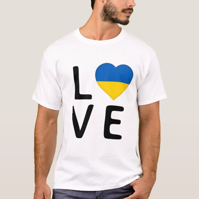 Camiseta Amor - Bandeira da Ucrânia (Frente)