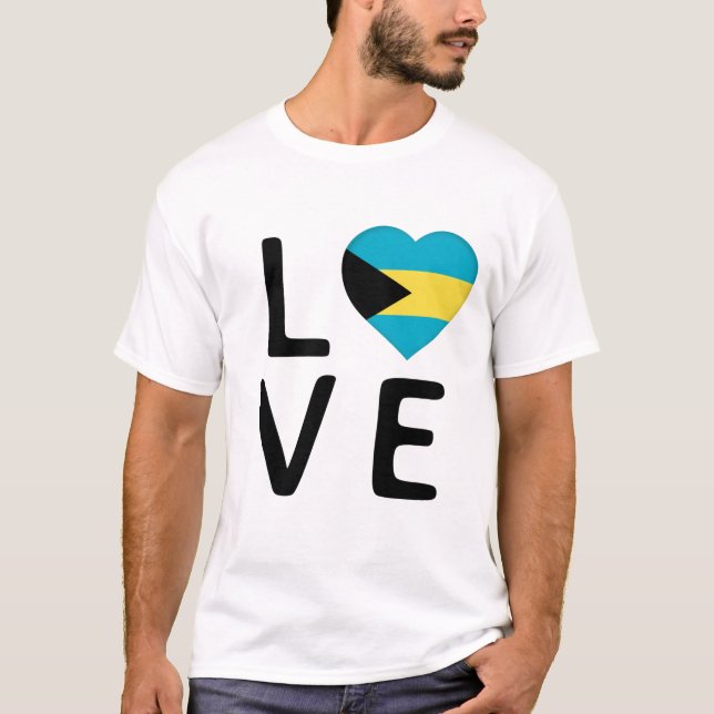 Camiseta Amor - Bandeira das Bahamas (Frente)