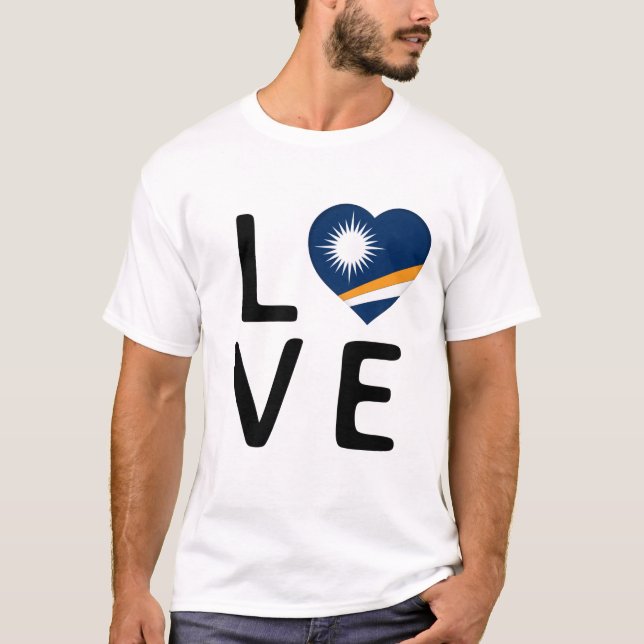 Camiseta Amor - Bandeira das Ilhas Marshall (Frente)