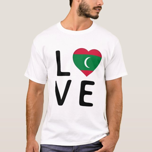 Camiseta Amor - Bandeira das Maldivas (Frente)