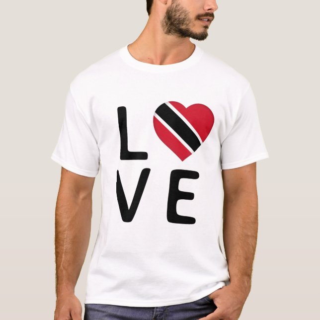 Camiseta Amor - Bandeira de Trinidad e Tobago (Frente)