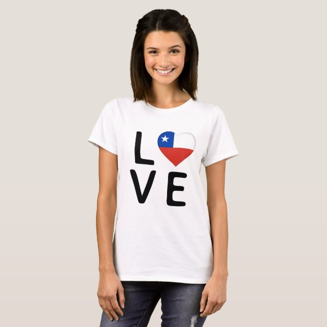 Camiseta Amor - Bandeira do Chile (Frente Completa)