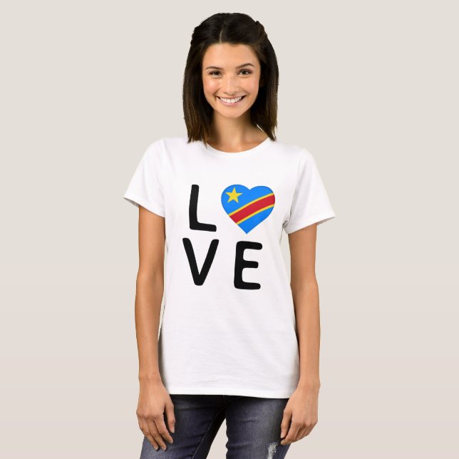Camiseta Amor - Bandeira do Congo (Frente Completa)