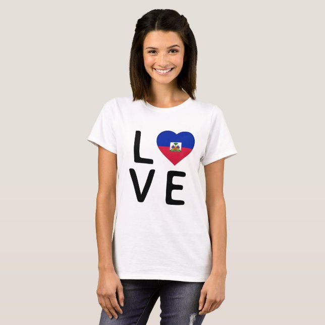 Camiseta Amor - Bandeira do Haiti (Frente Completa)
