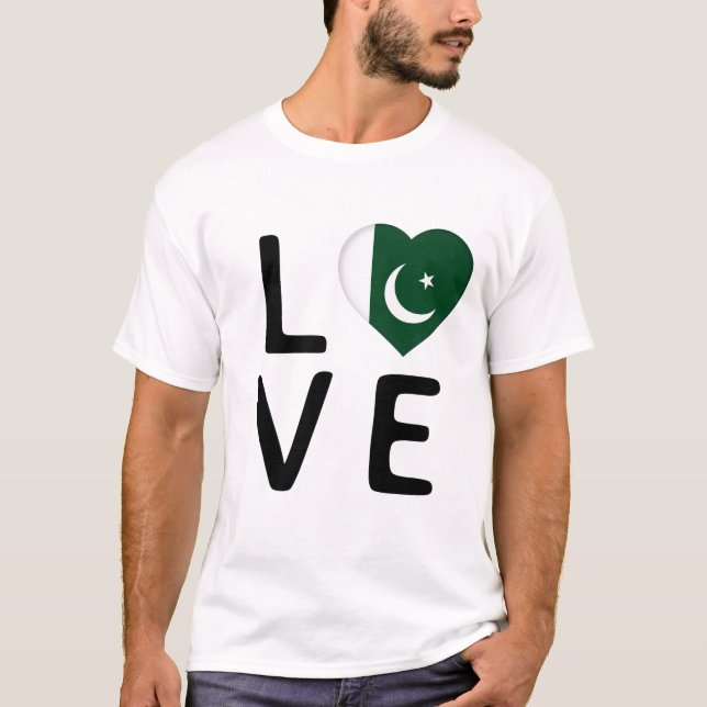 Camiseta Amor - Bandeira do Paquistão (Frente)