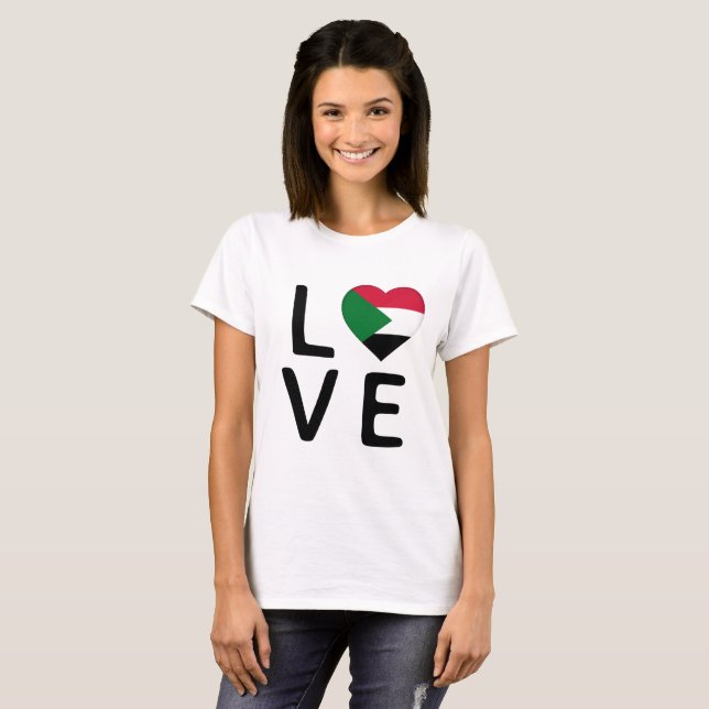 Camiseta Amor - Bandeira do Sudão (Frente Completa)