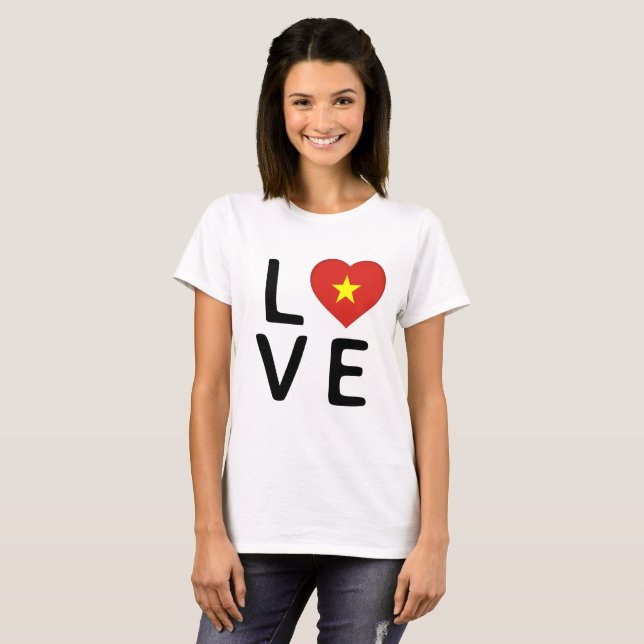 Camiseta Amor - Bandeira do Vietnã (Frente Completa)