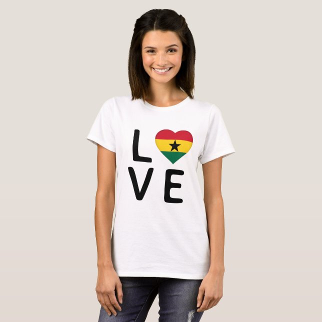 Camiseta Amor - Bandeira Gana (Frente Completa)