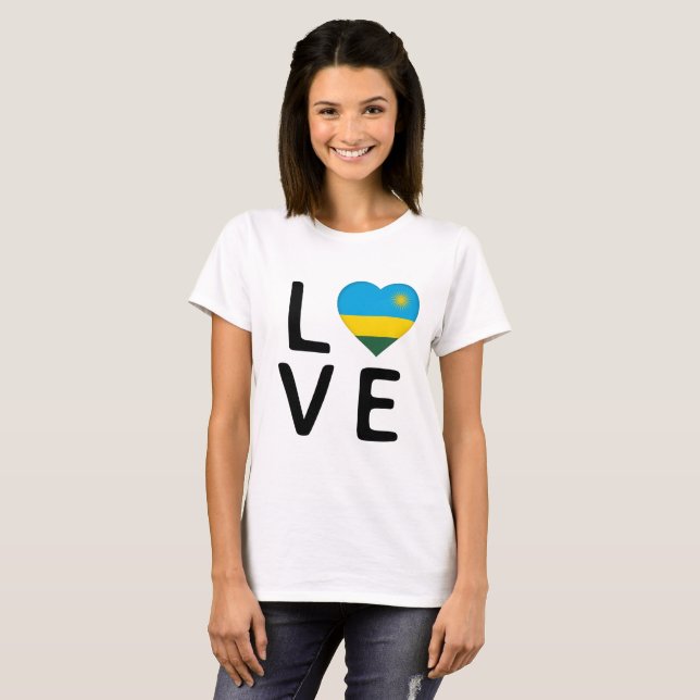 Camiseta Amor - Bandeira Ruanda (Frente Completa)