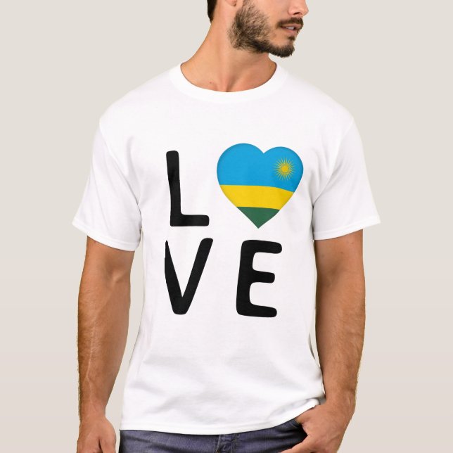 Camiseta Amor - Bandeira Ruanda (Frente)