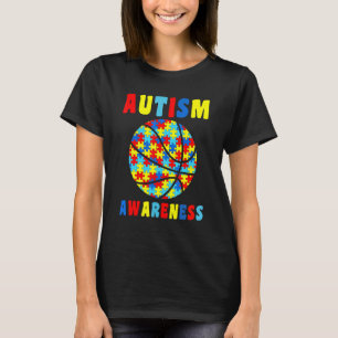 Camiseta Amor Basquetebol Puzzles Conscientização do Autism