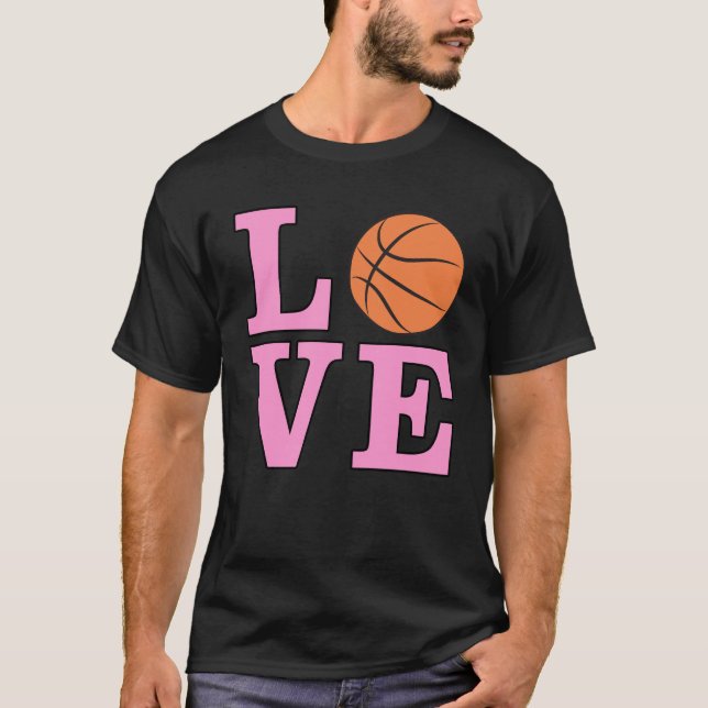 Camiseta Amor Basquetebol - Texto Rosa  (Frente)