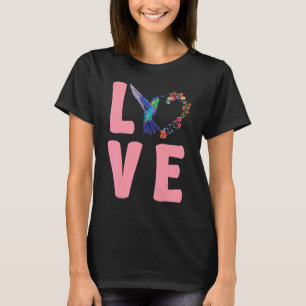 Camiseta Amor Beija-flores Florais Observação de Beija-flo