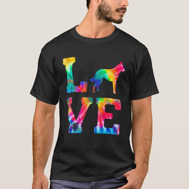 Camiseta Amor Belga Malinois Tie Dog Mãe Pai (Frente)