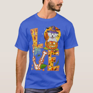 Camiseta Amor Bichon Frise Bruxa Abóbora Assustadora Hallow