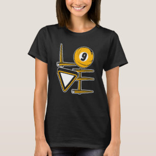Camiseta Amor Bolas de Sinuca Snooker Jogador Bilhar