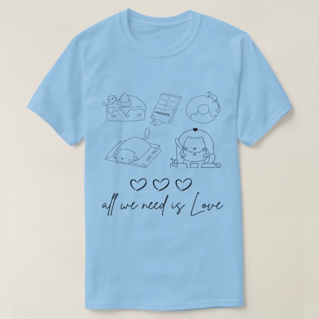 Camiseta Amor bonito de kawaii (Frente do Design)