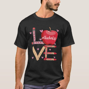 Camiseta Amor bonito ensinando de volta à escola eu amo pro