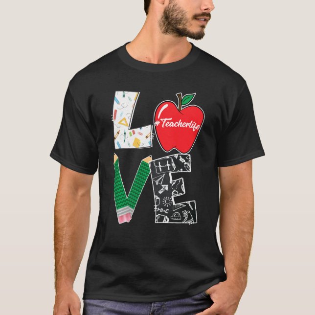 Camiseta Amor Bonito Ensinando De Volta À Escola Eu Amo Pro (Frente)