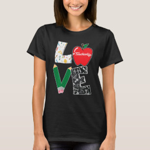 Camiseta Amor Bonito Ensinando De Volta À Escola Eu Amo Pro