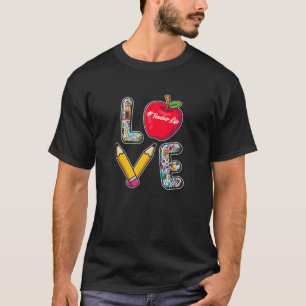 Camiseta Amor Bonito Ensinando De Volta À Professora Legal
