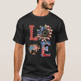 Camiseta Amor Boxeiro Cachorro Usa Bandeira Sunflower Tie D