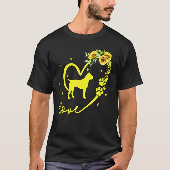Camiseta Amor Boxer Dog Sunflower Heart (Frente)