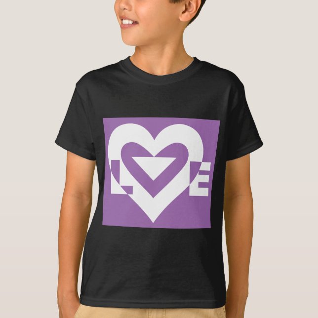 Camiseta Amor branco em roxo (Frente)