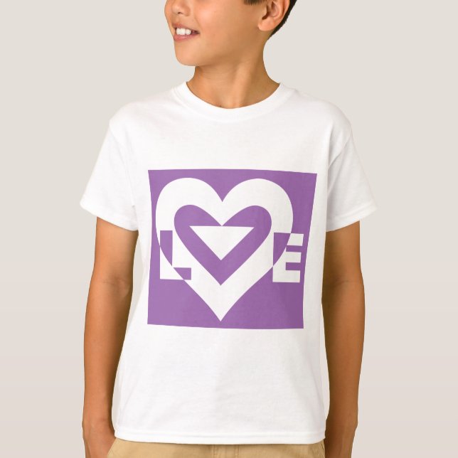 Camiseta Amor branco em roxo (Frente)