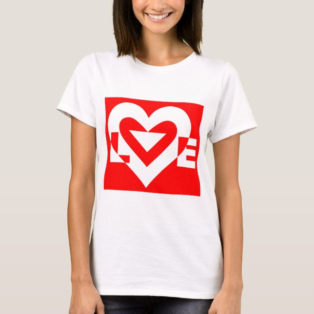 Camiseta Amor Branco em Vermelho (Frente)
