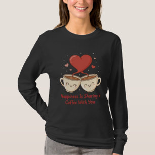 Camiseta Amor & Café Felicidade Compartilhada Dia dos Namor