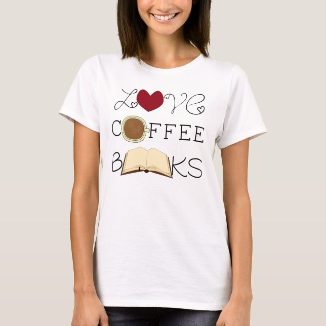 Camiseta Amor, Café, Livros (Frente)