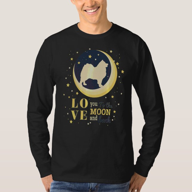 Camiseta Amor Cão Bjelkier Samoyed À Lua (Frente)