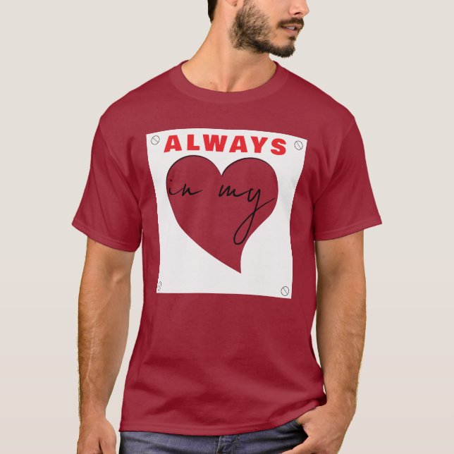 Camiseta Amor Cardíaco Contemporâneo Sempre em meu Tee Card (Frente)