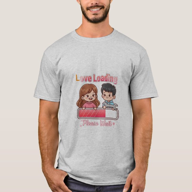 👉 Camiseta Amor Carregando – Gráfico Romântico Fo (Frente)