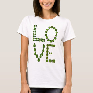 Camiseta Amor - Carta de Gemstone Verde Emerald