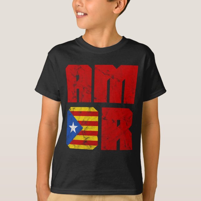 Camiseta Amor Catalão, Catalonia Estelada Flag (Frente)