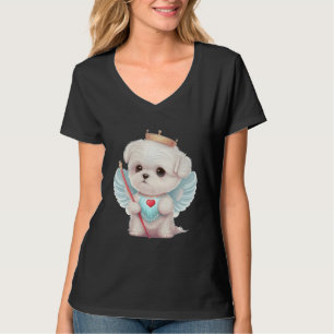Camiseta Amor Celestial: Cachorro Maltês Bonito Anjo