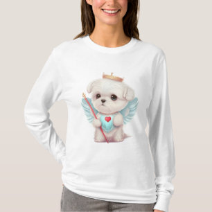 Camiseta Amor Celestial: Cachorro Maltês Bonito Anjo