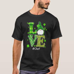 Camiseta Amor Chef Gnome Leopardo Dia de São Patrício Irlan