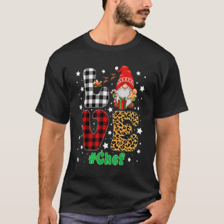 Camiseta Amor Chef Gnomo Xadrez do Leopardo Xmas Pajam