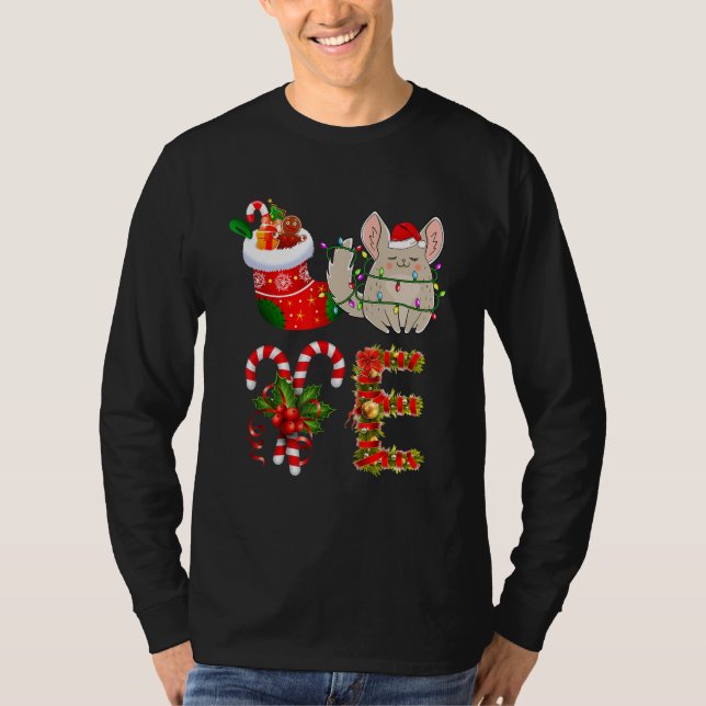 Camiseta Amor Chinchilla Natal Luzes Led Santa Hat Chr (Frente)