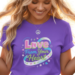 Camiseta Amor Colorido em 3D do Seu Coração Pop