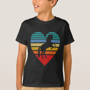 Camiseta Amor com Animais do Coração de Cavalo Retro
